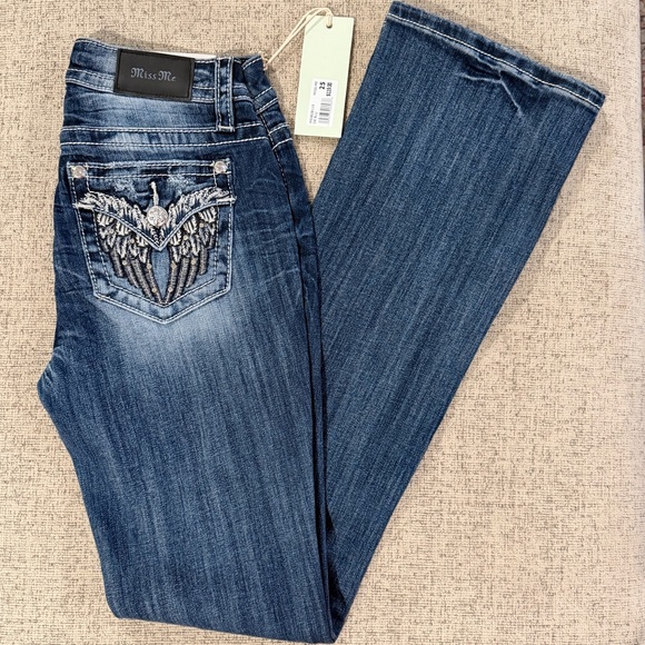 Miss Me Denim - Miss Me Women's Blue Boot Cut Jeans with Embroidered Pockets